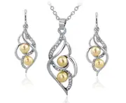 Silver Plated Pearl Necklace Set