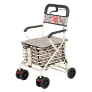 Elderly Scooter Folding Shopping Cart with Seat Sit Four-Wheel Shopping Trolley