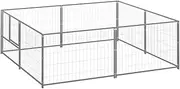 Dog Kennel Silver 4 m² Steel,Dog Kennels & Runs 17.9KG-3082118