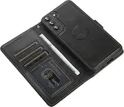 [GoshukunTech] for Samsung Galaxy S24 Plus Case,for Galaxy S24 Plus Case[2 in 1 Wallet Leather Case] Detachable Magnetic Flip Cover with Card Slots,Wrist Strap-Black