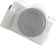 Camera Bottom Case, PU Leather Camera Protective Storage Bag Shock Absorption for R50 R100, Portable Camera Carrying Case for Outdoor Photography (White)