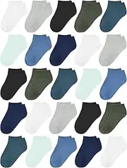 [Cooraby] 25 Pairs Kids' Socks Low Cut Socks Half Cushion Sport Ankle Athletic Socks for Boys Girls