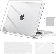 MOSISO Compatible with MacBook Air 15 inch Case M4 M3 M2 2025 2024 2023 Release A3241 A3114 A2941 with Touch ID, Plastic Hard Shell Case&Keyboard Cover&Screen Protector&Storage Bag, Crystal Clear
