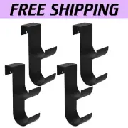 4-Piece Black Metal Pool Fence Hooks - Easy Installation for Organized Outdoors