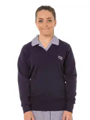 Purple Wool Blend Pullover With Emb