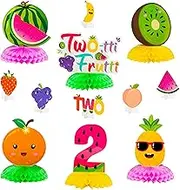 PANTIDE 12Pcs Twotti Frutti 2nd Honeycomb Centerpieces Table Toppers Hawaiian Summer Fruit Strawberry Orange Pineapple Table Decor Two Birthday Party Favors Supplies for Girls Baby Shower Booth Props