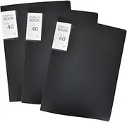 Pack of 3 A4 Presentation Folders, Display Book with 40 Transparent Pockets, A4 Music Folder, Black, 31 x 23 cm, for Individuals, School, Offices, Display Book, Portfolio and Project Folder