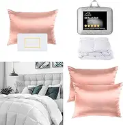 Royal Comfort Silk Pillowcase Pack Blush with 360GSM Silk Touch Quilt, Queen