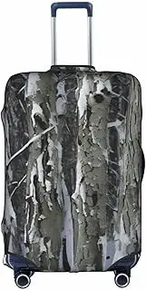 [Pvinnk] Cold Tree Camouflage Print Protective Luggage Cover Elastic Washable Suitcase Protector Travel Gear Protector, White, Small