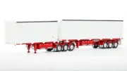 1:50 Eziliner B-Double Trailer Set -- White/Red -- Drake Truck ZT09207