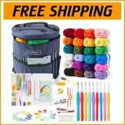 Comprehensive Crochet Kit: 24 Yarn Colors & Essential Tools - Fun for All Ages