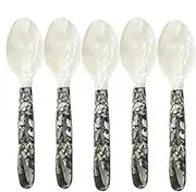 Caviar Spoons with Round Handles - Pearl Spoon Shell Mother of Pearl Spoon - Decorative Caviar Server Caviar Spoons for Caviar Egg Ice Cream Coffee