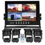 9" Quad Monitor Split screen 4x 4PIN CCD Reversing Camera 12V 24V for Truck Bus