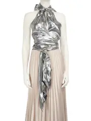 Silver Silk Halterneck Wrap Top