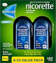 Nicorette Quit Smoking Extra Strength Cooldrops Nicotine Lozenge Icy Mint 8 x 20 Pack