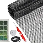 Qkbuza Window Screen Replacement | Sliding Screen Replacement Kit - 157x47 Inch, Heavy-Duty Roll, Pet Proof Net with Rolling Tool, Patio Door Repair Kit for Porch