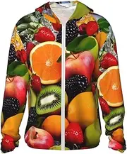 [LHBWCVN] UPF 50+ Light Jacket Full Zip Sun Protection Hoodie for Women Men Long Sleeve Colorful Fruit Sun Shirts