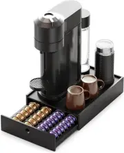 SpaceAid Bamboo Coffee Pod Holder Drawer Storage for Nespresso Medium, Black