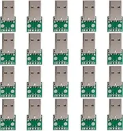 tunghey 20Pack USB 2.0 Breakout Board, USB to DIP Adapter 2.54mm Breakout Board 4 Pins Pinboard USB Type A Breakout Board (USB2.0 Male)