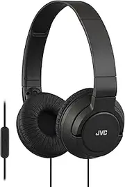 JVC Lightweight Flat Foldable On Ear Colorful Lightweight Foldable Headband with Mic, Black (HASR185B) Wired On Ear with mic Black One Size Black