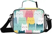 Cute Anime Cat Insulated Lunch Box for Women Men - Ideal for Work, Picnics - Includes Adjustable Shoulder Strap