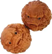 FOMIYES 2 Pcs Hand Massage Handball Flexible Wooden Hand Model Massage Wooden Tools Mini Boading Balls Handmade Ball Chinese Home Gadgets Thuja Khaki
