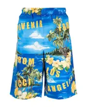 Gucci Printed Elastic Waist Bermuda Shorts IT46 Blue