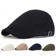 Men Solid Color Newsboy Cap Adjustable Hip Hop Beret For Spring / Summer