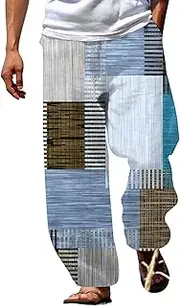 [Generic] Mens Above The Knee Board Shorts Trousers Elastic Waist Drawstring Loose Fit Straight Leg Summer Beach Pants Jean Shorts with Strings