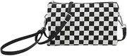 [JEN & CO.] Riley Checkered Crossbody Bag - Trendy Cross Body Purse with Detachable Wristlet Strap, Clutch