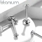Prong Set Square CZ Grade 23 Solid Titanium Cartilage Helix Labret Tragus Studs