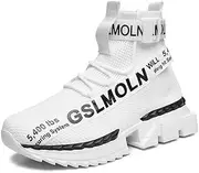 [Jakcuz] Men's Women's High Top Sneakers Breathable Gym Athletic Running Walking Tennis Boy Girl Comfortable Fashion Platform Shoes