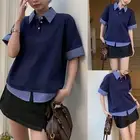 Essential Womens Casual Lapel Short Sleeve Tops in Stylish Plaid Design