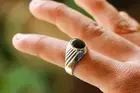 Certified AAA Grade Ethiopian Black Fire Opal Men's Fine Silver Ring -Size 10