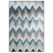 Monochrome Blue Grey Cream Floor Area Traditional Soft Rug Carpet