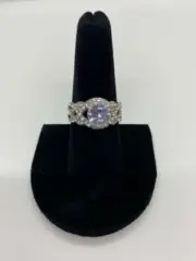 Women’s Titanium Plated Wedding Engagement Ring Round Cubic Zirconia Size 8 1/2