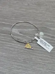 Alex and Ani PIZZA MY HEART Shiny Silver Charm Bangle New