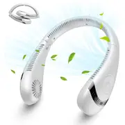 Nevenka Foldable Bladeless Neck Fan 3 Speeds Adjustment 360 Cooling Airflow-White