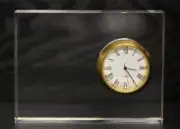 New Clear Acrylic Desk Clock with Classic Roman Numeral Face 4" x 3"
