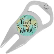 Travel The World Map Globe Golf Ball Marker Divot Repair Tool Bottle Opener