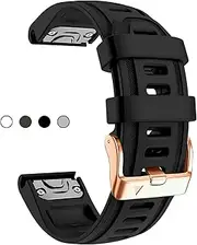[KKFAUS] 20mm Watch Band Replacement for Garmin fenix 5S/5S Plus/6S/7S/Instinct 2S/D2, Quick Fit Soft Silicone Strap with Rose Gold Buckle Breathable Waterproof Wristband Accessory