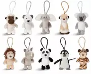 NICI - Zoo Friends Plush Pendant (3 1/8in) Lion Tiger Elephant Panda Koala Rhino