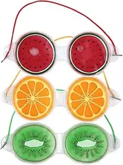 3pcs Reusable Cartoon Eye Cooling Masks Summer Fruit Gel Eye Pads for Fatigue Relief Swelling Dark Circles Watermelon Lemon Kiwi for Home Use