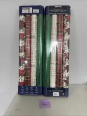 Kirkland 4 X 2= 8 Roll Christmas Gift Wrap 360sq Ft Poinsettia Mistletoe Plaid