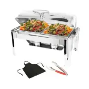 Roll Top Chafing Dish Buffet Set w/Visible Window, 9QT Stainless Steel Chafer...