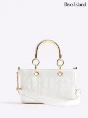 River Island White Metal Handle Tote Bag (W35421) | $74