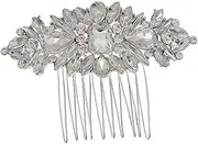 Gogogmee 1Pc Vintage Crystal Hair Comb Headpiece Accessory for Brides and Women Shiny Silver Tuck Comb for Weddings Dining and Photography