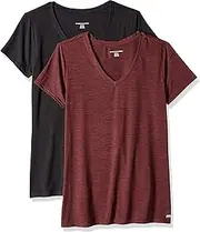 Amazon Essentials Women's Tech Stretch Short-Sleeve V-Neck T-Shirt (Available in Plus Size)