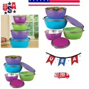 Colorful Stainless Steel Kitchen Nesting Bowls with Lids to Store, Prep, Serve -