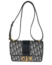 Dior Navy Oblique Jacquard 30 Montaigne (Authentic Pre-Loved)